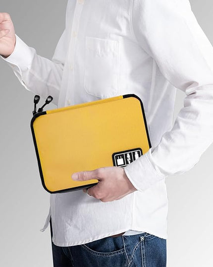 Electronics Travel Organizer,Portable Waterproof Electronic Travel Storage Bag for Small Charging Cord Storage,Charger,SD Card etc,for Travel,Business-Yellow Green