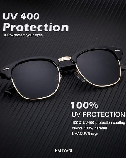 KALIYADI Polarized Sunglasses for Men and Women Semi-Rimless Frame Driving Sun glasses UV Blocking