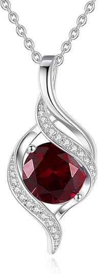 FANCIME Birthstone Necklace for Women Round Cubic Zirconia Necklace S925 Sterling Silver full Love Birthday Gifts for Mom Women