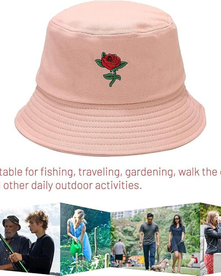 Cotton Bucket Hat for Women Men Summer Travel Sun Beach Bucket Cap, Unisex Outdoor Fisherman Hat
