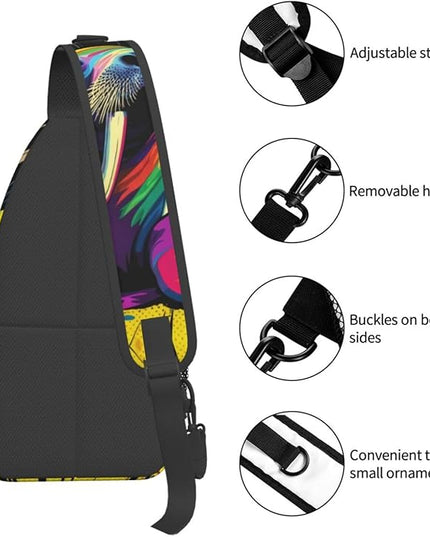 Animal Face Sling Bag Crossbody Bags Chest Bag Backpack for Travel Running and Hiking for Men Women Colorful Sea Lion