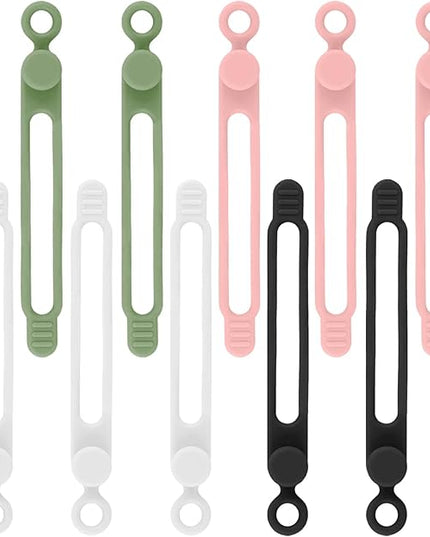 12Pcs Silicone Cable Ties, Reusable Cable Organizer, Multicolor Straps for Charging Cords