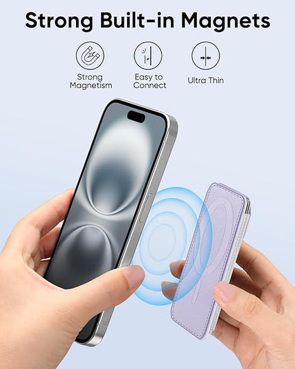 FINPAC MagSafe Wallet, Magnetic Card Wallet Holder for iPhone 17/16/15/14/13/12 Series, Safe RFID Blocking Slim Leather 6 Card Holder for Women Men