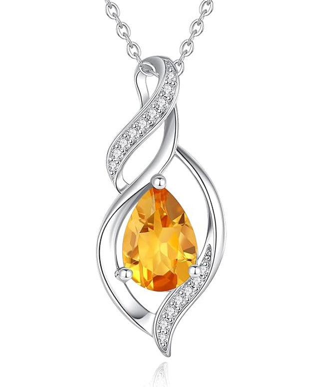 FANCIME Birthstone Necklace for Women Teardrop Necklace S925 Sterling Silver Infinity Love Birthday Gifts for Mom Women Girls, 16"+2" Inches