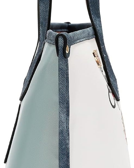 Nicole Lee Nikky Bag Sweet Girl 2 Piece Tote Bag, Two interior open wall accessory pockets at front. Nylon and Eco-Leather, Zipper Closure, Adjustable Strap(SWEET GIRL
