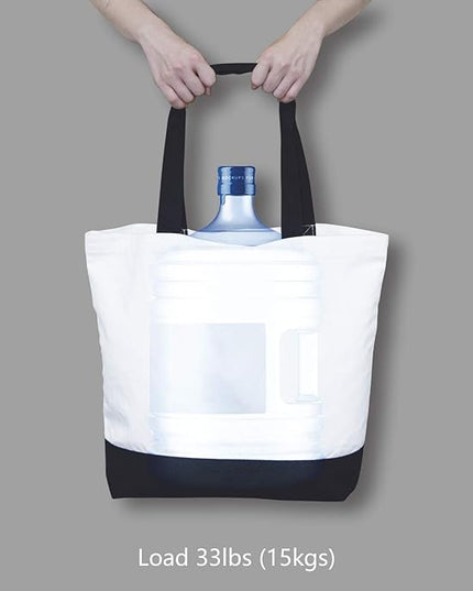TOPDesign 1 | 3 | 6 | 12 | 24 Pack Super Strong Large 12oz Cotton Canvas Tote Bag, Reusable Grocery Shopping Cloth Bag, Fashionable Two-Tone Tote for Crafts, DIY Your Creative Designs (Pack of 1)