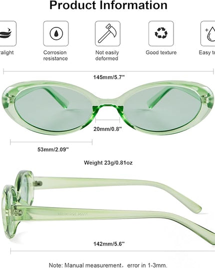 90s Sunglasses for Women Men Retro Small Oval Sunglasses