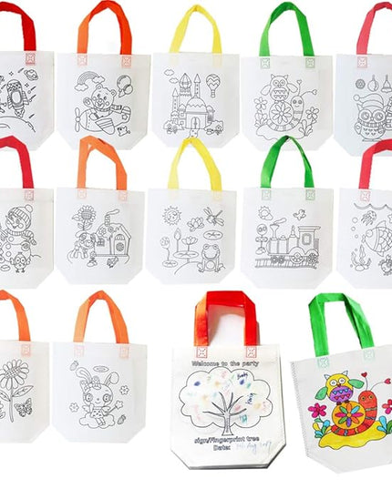 Sand Flower Eco Reusable Coloring Carnival Animal Art Party Goodie Bags with Guestbook Bags (12 PCS)