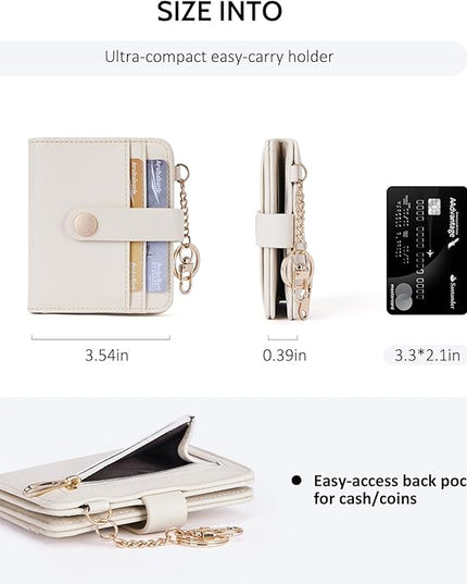 POIUGOYA Slim Wallet for Women,RFID Blocking Bifold Credit Card Holder with Zipper Coin Pocket,ID Window,Keychain