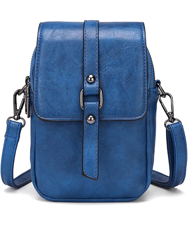 myfriday Vintage Crossbody Phone Bag for Women, Small PU Leather Shoulder Purse and Handbag with Tassel&Rivet Decoration
