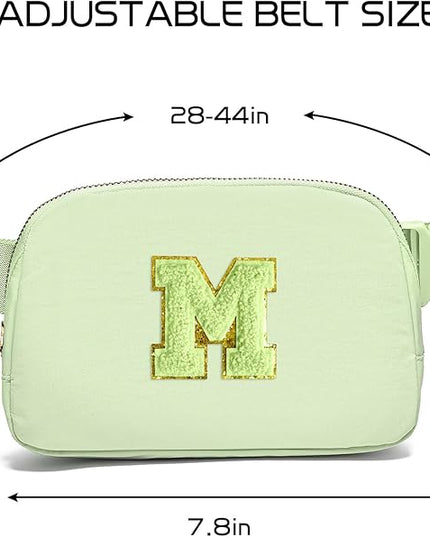 Gitus Gifts for 8 9 10 11 12 Year Old Girls Belt Bag Fanny Pack Crossbody Bags with Initial Letter Patch Cute Stuff Birthday Gifts for Teen Girls Women Personalized Trend Stuff (Light Green-M)