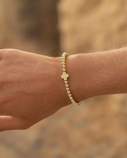 Gold Bracelets for Women 14K Gold Beaded Bracelets Stackable Bracelets for Women Gold Charm Bracelet Non Tarnish Gold Jewelry for Women Trendy