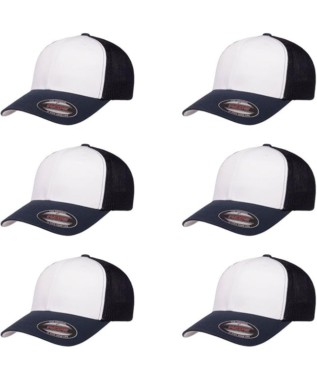 Flexfit 6511 Fitted Mid-Profile Stretchable Mesh Panels Trucker Cap | Bulk Pack Available