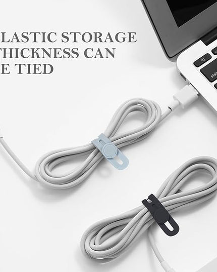 Donruby 30Pcs Silicone Cable Ties - Reusable & Washable with Adjustable Locking Buckles, High Elasticity Cable Management Straps for Home, Office, School, Travel Essential Cord Organizer (6 Colors)