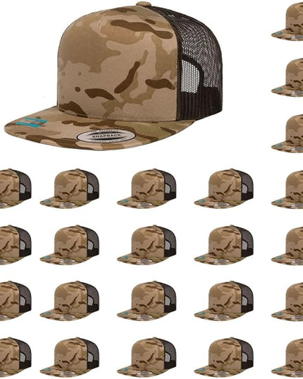 Yupoong 5-Panel YP Classic Trucker Cap | High Profile Flat Visor Snapback | OSFM | Bulk Packs Available