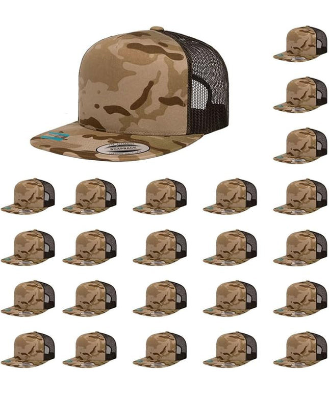 Yupoong 5-Panel YP Classic Trucker Cap | High Profile Flat Visor Snapback | OSFM | Bulk Packs Available