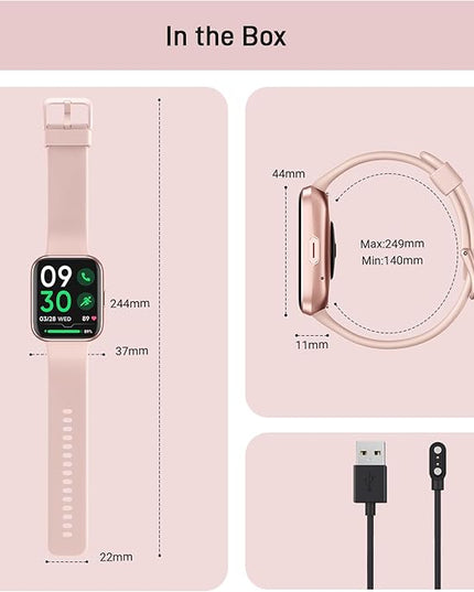 Tensky Smart Watch for Women Android & iPhone, Alexa Built-in, 1.8" Touch Screen Fitness Tracker with Answer/Make Calls, 3ATM Waterproof Heart Rate/Sleep/SpO2 Monitor, Pedometer, 100+ Sport Modes