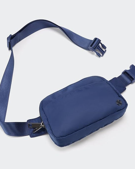 Pander Everywhere Belt Bag for Women, 5 Zipper Pockets Nylon Crossbody Fanny Pack Purse (Blue Perennial)