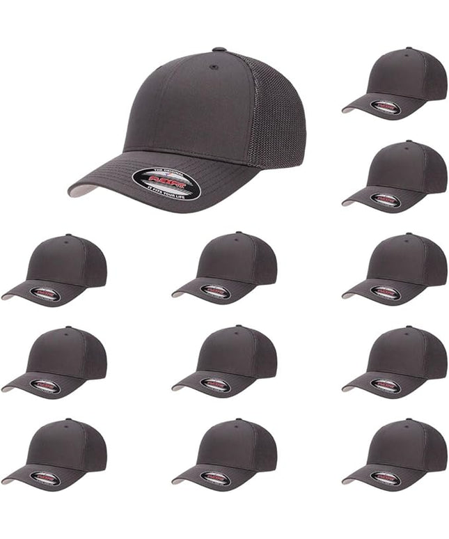 Flexfit 6511 Fitted Mid-Profile Stretchable Mesh Panels Trucker Cap | Bulk Pack Available