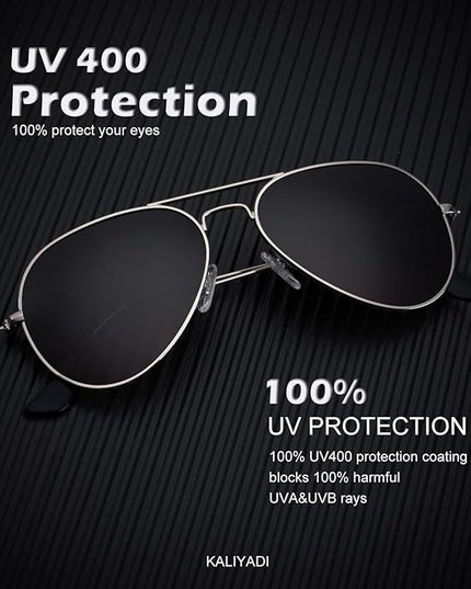 KALIYADI Classic Aviator Sunglasses for Men Women Driving Sun glasses Polarized Lens UV Blocking
