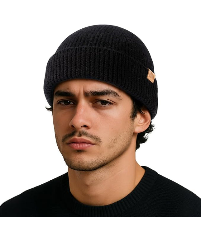 TOP-EX PolarWool™ 100% Merino Wool Fisherman Beanie Hat | Soft Single Layer Warm Short Sailor Trawler Cap for Men Women