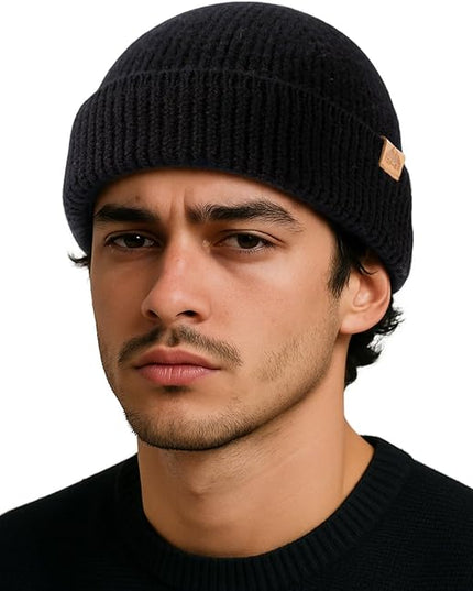 TOP-EX PolarWool™ 100% Merino Wool Fisherman Beanie Hat | Soft Single Layer Warm Short Sailor Trawler Cap for Men Women