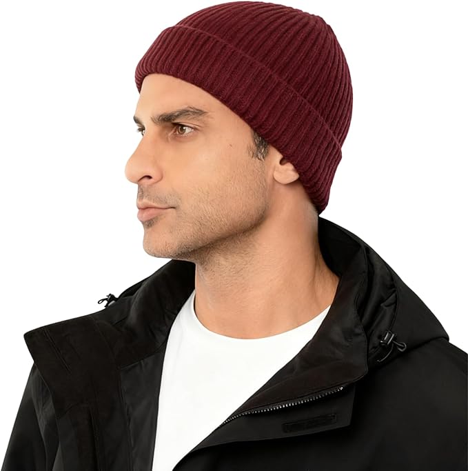 Stylish Wool Knit Short Cuff Fisherman Beanie for Men and Women Unisex Warm Winter Hat