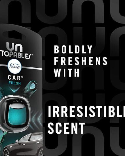 Febreze Car Air Fresheners, Unstopables Fresh & Paradise Scents, Odor Eliminator for Strong Odor, Car Vent Clips, 0.07 Fl Oz (Pack of 4)