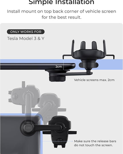 iOttie Easy One Touch Advanced Phone Mount for Tesla Model 3 and Model Y Screens - Universal Cell Phone Holder for iPhone, Google, Samsung, Moto, LG, and All Other Smartphones Black