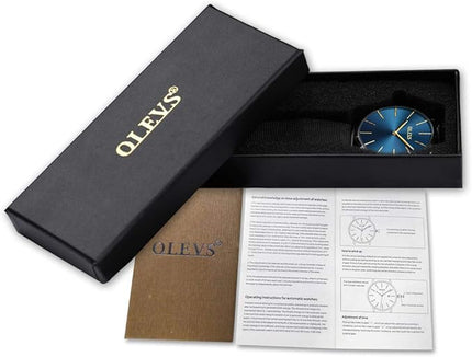 OLEVS Watches for Men Brown Leather Gold Case Analog Quartz Fashion Business Dress Watch Day Date Luminous Waterproof Casual Male Wrist Watches