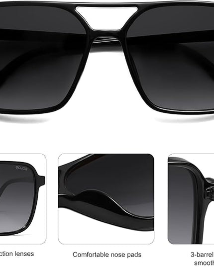 SOJOS Trendy Vintage Aviator Square Sunglasses For Womens Mens Retro 70s UV400 Women Sun Glasses SJ2327