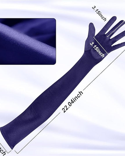 Lansian Long Opera Party Gloves for Women 1920s 20s Satin Gloves Costumes Elbow Length Bridal Evening Dress, 21 inches
