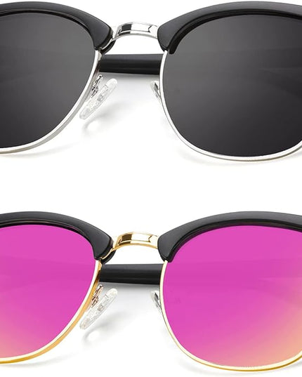 KALIYADI Polarized Sunglasses for Men and Women Semi-Rimless Frame Driving Sun glasses UV Blocking