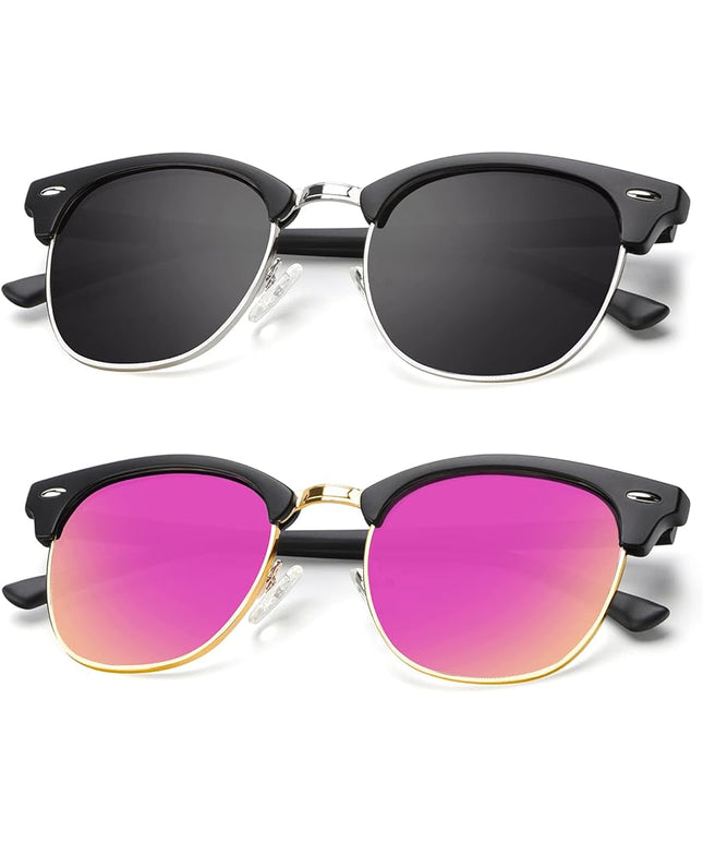 KALIYADI Polarized Sunglasses for Men and Women Semi-Rimless Frame Driving Sun glasses UV Blocking