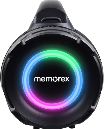Memorex Rumbler Massive 12-Inch Bluetooth Party Speaker | 80W Powerful Sound | IP67 Waterproof & Dustproof | TWS Dual Pairing | Super Bass Mode | LED Rhythm Light Show | Rechargeable Battery (Black)