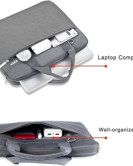 Voova Laptop Bag 17 17.3 Inch, 360° Protective Laptop Case Sleeve with Shoulder Strap Compatible with 17-18 Inch Lenovo Asus Acer Dell Hp, Waterproof Computer Bag Slim Briefcase for Men Women, Grey