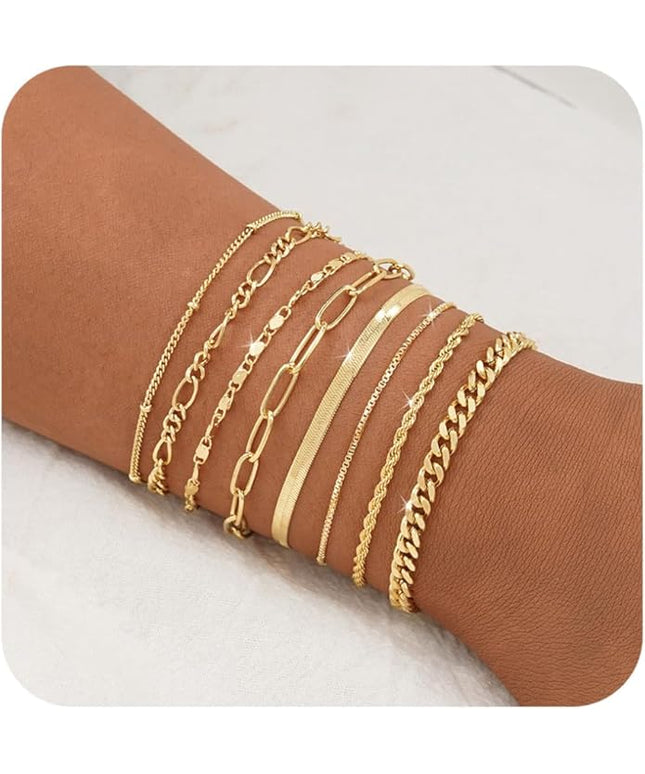 BERISO Gold Bracelets for Women, Elegant Adjustable 14K Gold Plated Bracelet for Women, Trendy Minimalist Dainty Gold Bracelet for Everyday Wear