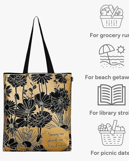 Eco Right Tote Bag for Women, Reusable Grocery Bag, Canvas Tote Bag for Shopping, Cotton Bag for Daily Use, Gifts for Women