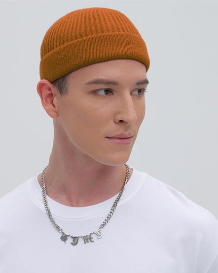 ROYBENS Thin Swag Wool Short Fisherman Beanie for Men Women, Knit Cuff Trawler Beanie Watch Hat, Soft Spring Fall Skull Cap