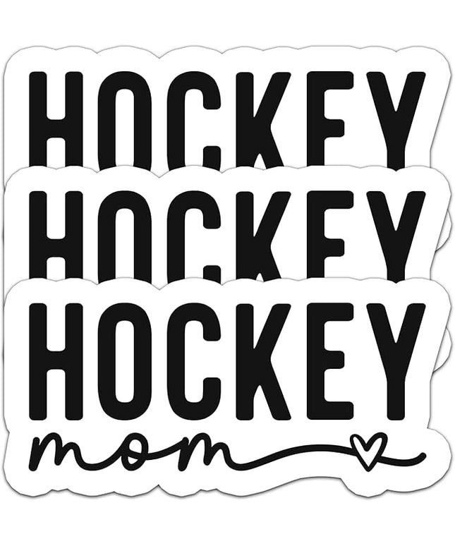 (3PCS) Hockey Mom Stickers – Waterproof Vinyl Decals for Water Bottles, Car, Laptop, Tumbler, Phone Case – Cute Hockey Mom Gift for Moms, Mamas & Grandmas – Size 3" x 1.4"