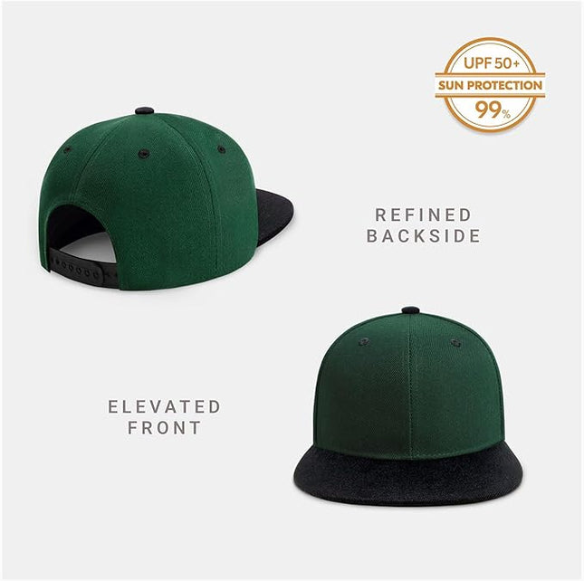 CHOK.LIDS Flat Bill Visor Classic Snapback Hat Blank Adjustable Brim High Top End Trendy Color Style Plain Tone Baseball Cap