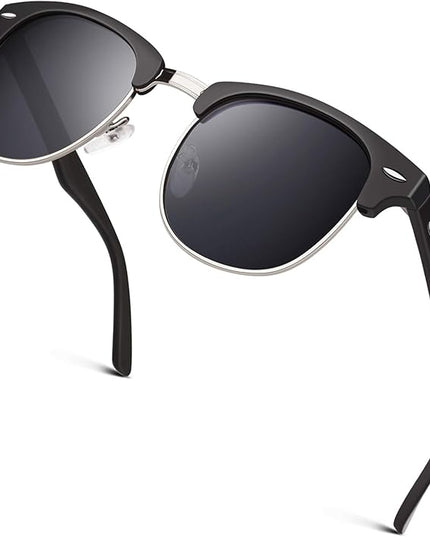 GQUEEN Classic Horn Rimmed Semi Rimless Polarized Sunglasses for Men Women GQO6