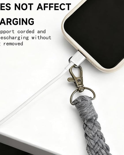 5PCS Phone Wrist Strap with 5PCS Tether Tab Keychain Wristlet Lanyard Cell Phone Wristlet Keychain for Women Boho Macrame Handmade Phones Lanyard Wrist with Tether Tab for Keys, ID