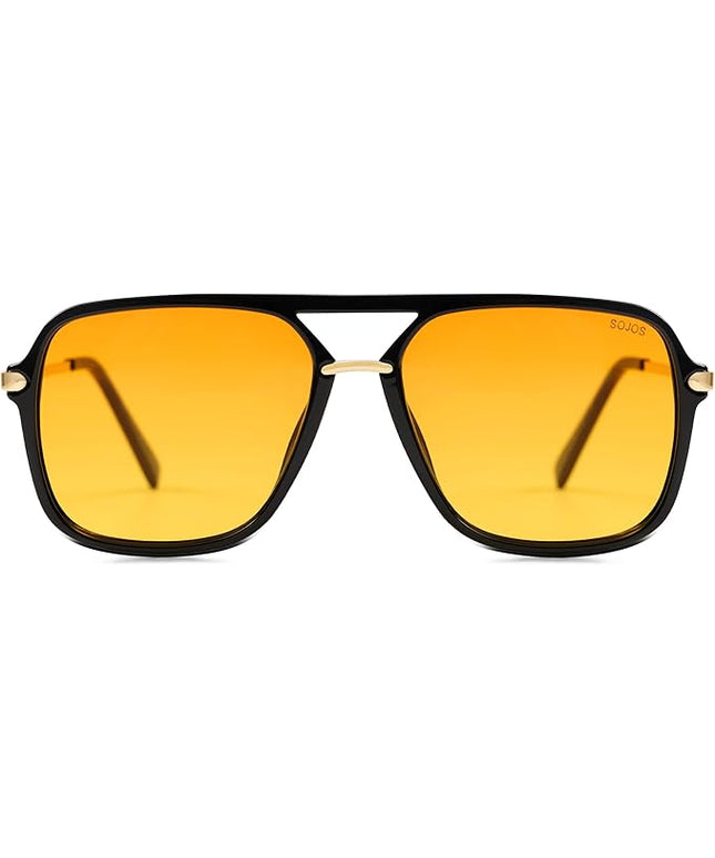 SOJOS Sunglasses for Women & Men, Square, Retro, Polarized Lens, Trendy Aviator, 90s Shades