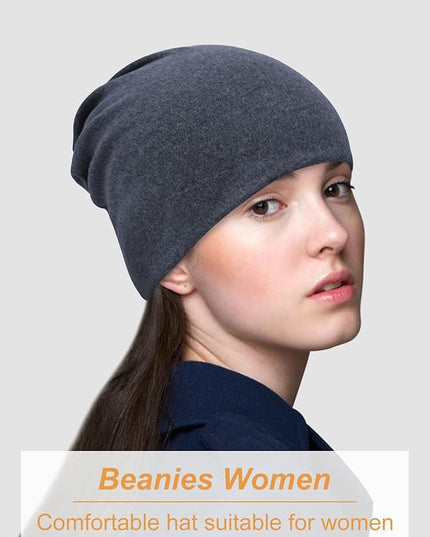 Senker Fashion Slouchy Beanie Hats for Women Men, Chemo Headwear Cotton Beanies Soft Lightweight Chemo Skull Cap Elastic