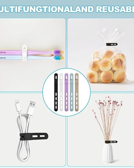 15 Pcs Silicone Cable Ties, Reusable Cord Organizers for Charger Cables, Hair Dryer, Home Office Desk, Flexible Cord Wraps for Electrical Wires Management