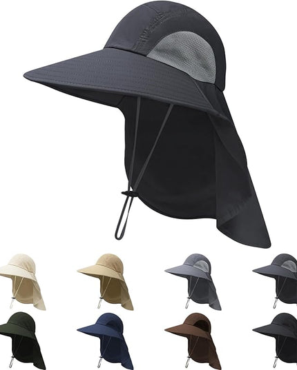 NPQQUAN Sun Hats for Men Women with Neck Flap UPF 50+ UV Protection Wide Brim Bucket Hat Safari Hiking Fishing Hats