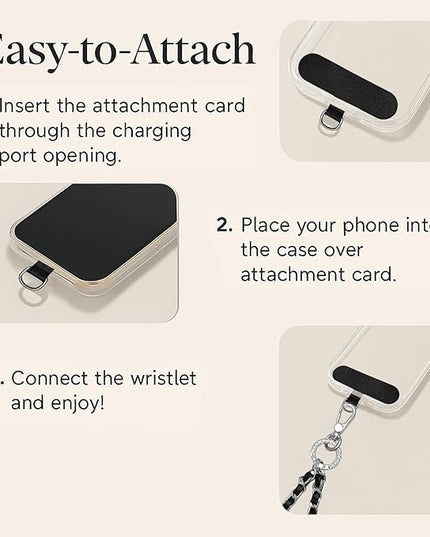 Phone Wrist Strap with Metal Chain Phone Lanyard Wrist with 2 Tether Tabs Metal Leather Cellphone Charm Phone Chain