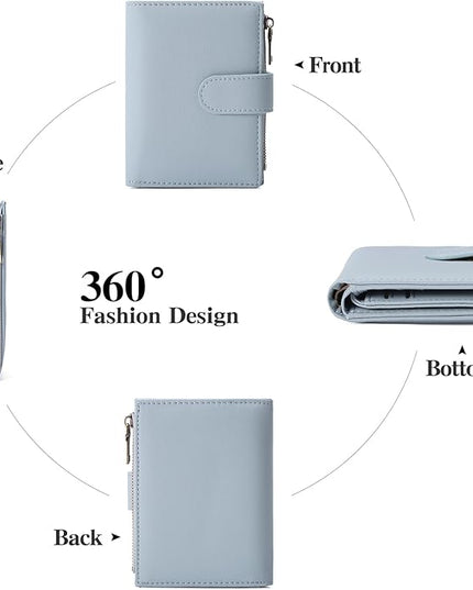 GAEKEAO Womens Wallet Small Leather RFID Blocking Bifold Zipper Pocket Wallet Card Case Purse with ID Window