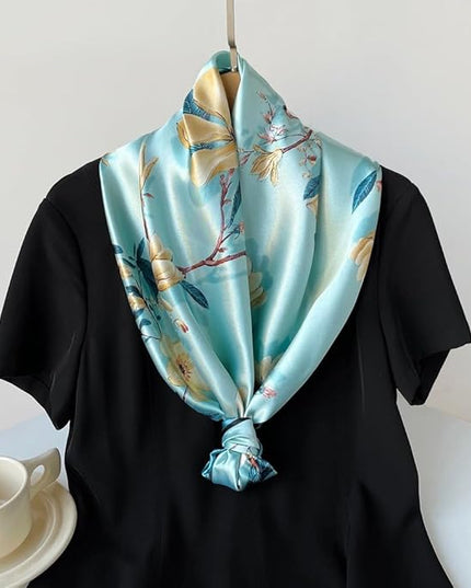 Julunar Silk Like Head Scarf for Women - Satin Large Hair Scarves - 35" Square Silk Hair Wrap for Sleeping with Gift Packed